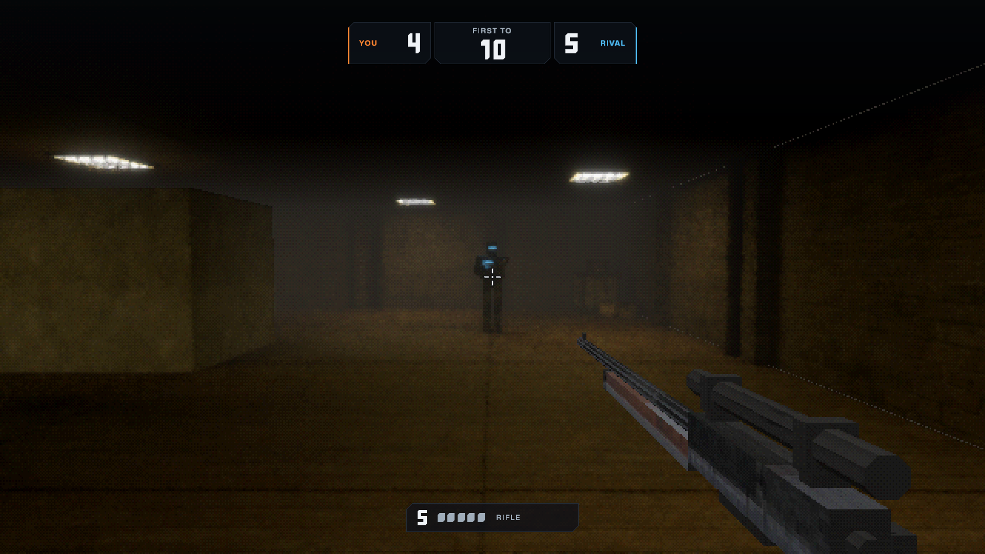 1v1me: a sniper duel in a dimly lit arena.